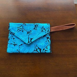 Black and Blue Mexican Embroidered Clutch